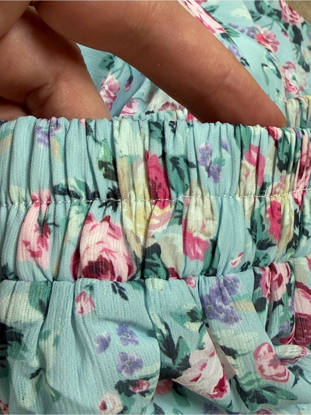 Scarlet Darkness Floral Tiered Maxi Skirt Size S Light Blue with Pink Roses - Picture 4 of 9